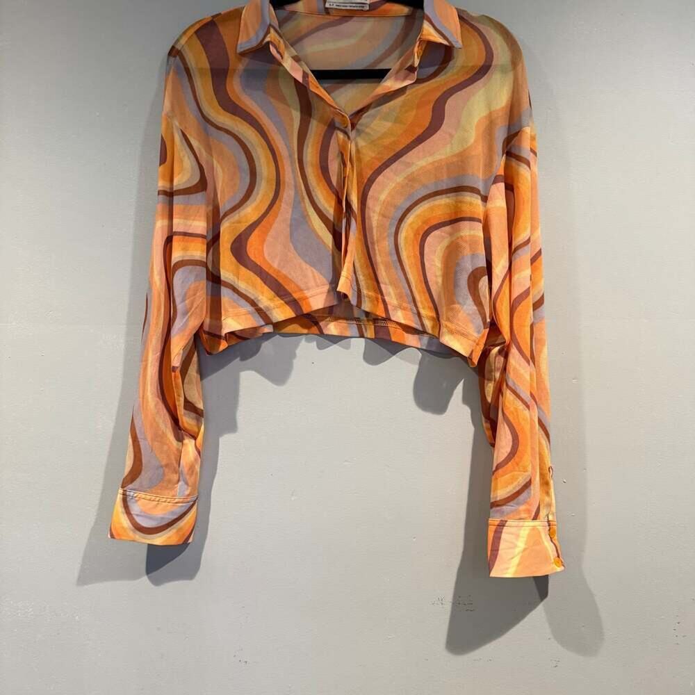 Urban Outfitters '70s Swirl Print Mesh Wrap Top